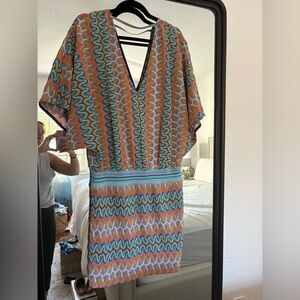 Ramy Brook Multicolor Wave-Pattern V-Neck Dress